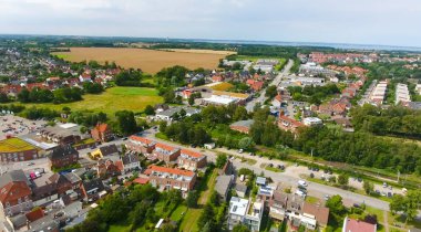 Travemunde hava görünümünü batımında Deutschland.