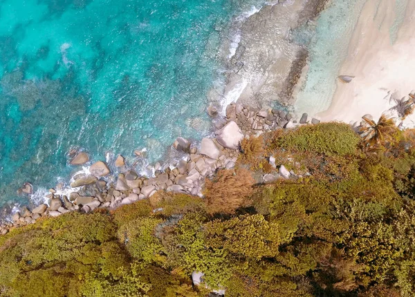 Vista Aérea Vegetación Playa Seychelles — Foto de Stock