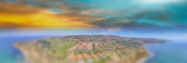 Luftaufnahme Der Küste Von Rancho Palos Verdes Bei Sonnenuntergang Kalifornien — Stockfoto