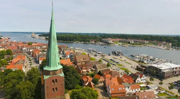 Luchtfoto Van Travemünde Bij Zonsondergang Duitsland — Stockfoto