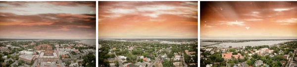 St Augustine at sunset. Aerial view of city skyline.