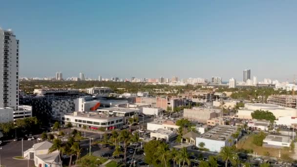 Aerial View Gibbs Park Miami Beach Skyline Florida Usa Video — Stock Video