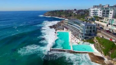  Sydney Bondi Beach havuzları, Avustralya inanılmaz hava görünümünü. Video