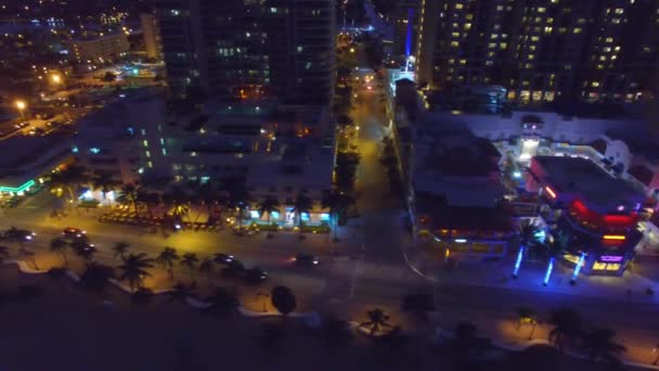 Zdjęcia Lotnicze Nowoczesnych Panoram Miasta Nocy — Wideo stockowe