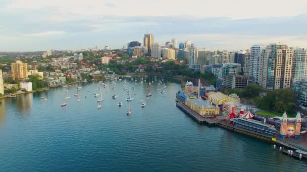 Luchtfoto Van Sydney Harbor Bridge Lavendel Bay New South Wales — Stockvideo