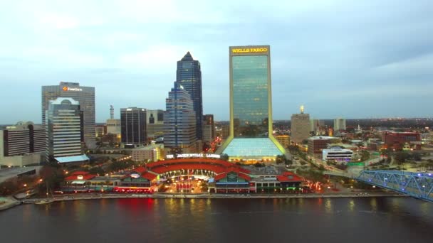 Antenowe Skyline Jacksonville Miasto Most Wideo — Wideo stockowe