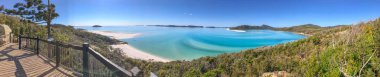 Panoramic aerial view of Whitehaven Beach from Hill Inlet, Queensland - Australia. clipart