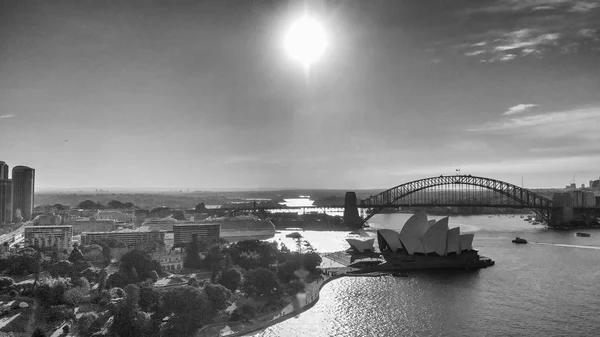 Panorama Aérien Port Sydney Avec Pont Baie Australie — Photo