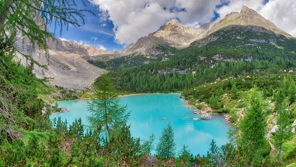 Sorapiss Sjö Italienska Alperna Europa — Stockfoto