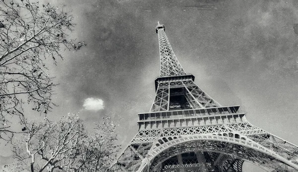 Вгору Видом Ейфелеву Вежу Прекрасний Сонячний Зимовий День Париж Франції — стокове фото