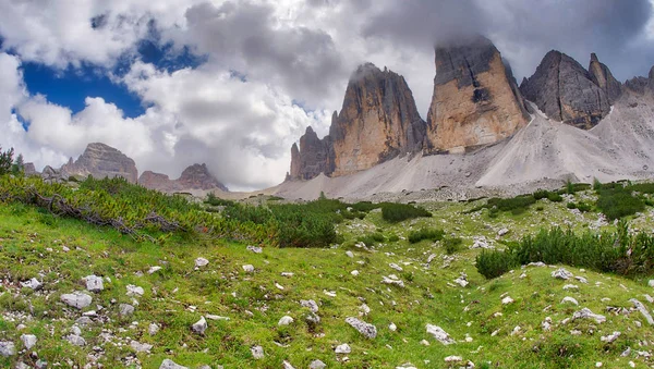 Drei Gipfel Des Lavaredo Der Sommersaison Italienische Dolomiten — Stockfoto