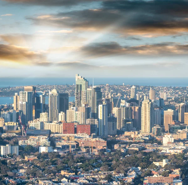 Sydney hava görünümünü uçaktan, Avustralya.