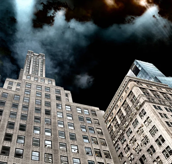 Klassische Skyline Von Manhattan New York City Blick Vom Straßenniveau — Stockfoto