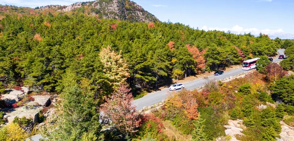 ニュー イングランド紅葉の美しい色 空中鳥瞰図 — ストック写真