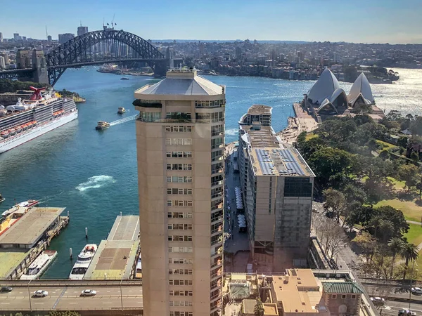 Vue Aérienne Port Sydney Par Une Belle Matinée Depuis Toit — Photo