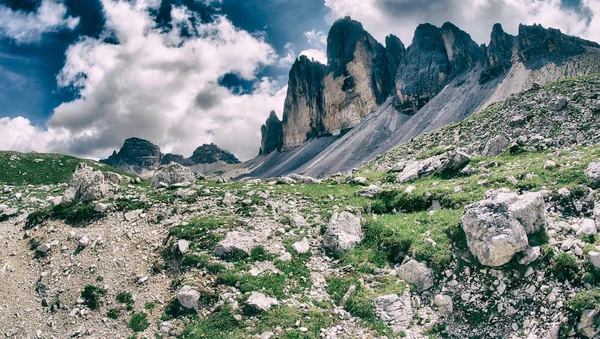Drei Gipfel Des Lavaredo Der Sommersaison Italienische Dolomiten — Stockfoto