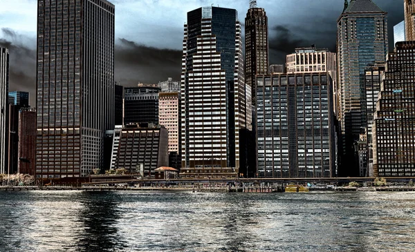 Edificios Del Bajo Manhattan Skyline Desde Brooklyn Estados Unidos —  Fotos de Stock