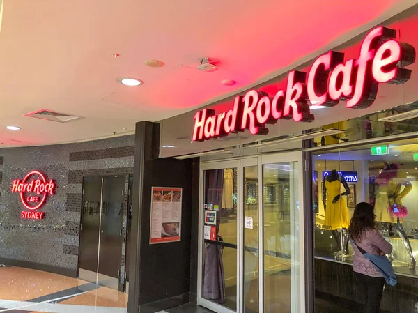 Sydney Australië Augustus 2018 Hard Rock Cafe Teken Darling Harbour — Stockfoto