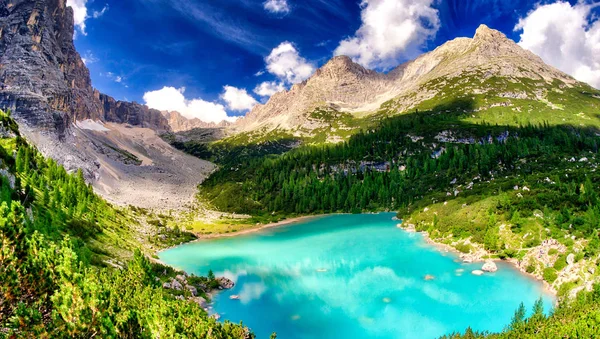 Lac Sorapiss Dans Les Alpes Italiennes Europe — Photo