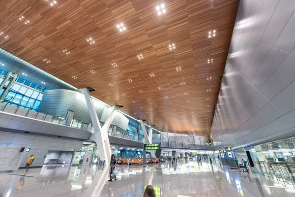 Dauha Katar Sierpień 2018 Wnętrze Międzynarodowego Lotniska Hamad Lotnisko Otwarte — Zdjęcie stockowe