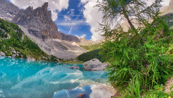 Lac Sorapiss Dans Les Alpes Italiennes Europe — Photo