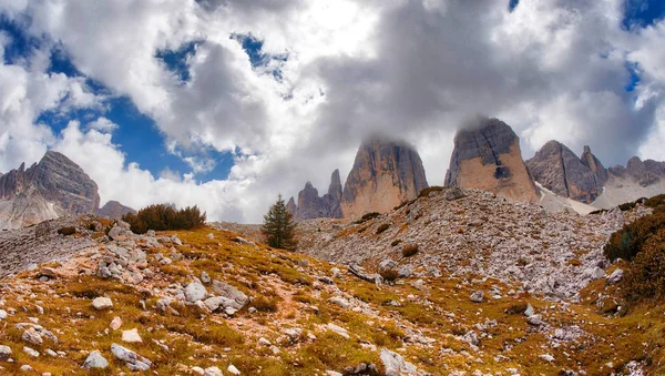 Drei Gipfel Des Lavaredo Der Sommersaison Italienische Dolomiten — Stockfoto