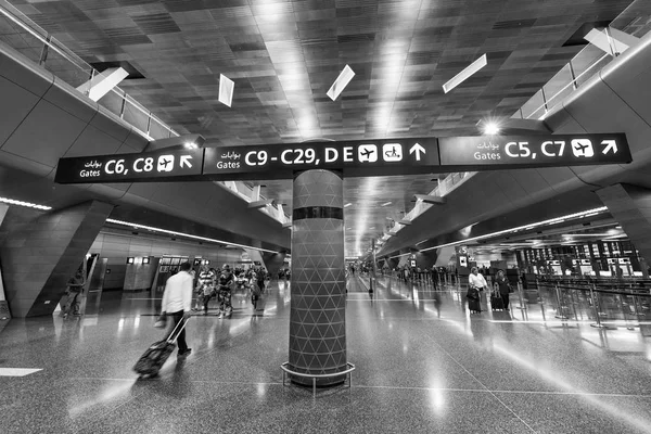 Doha Qatar Agosto 2018 Interior Aeroporto Internacional Hamad Aeroporto Abriu — Fotografia de Stock