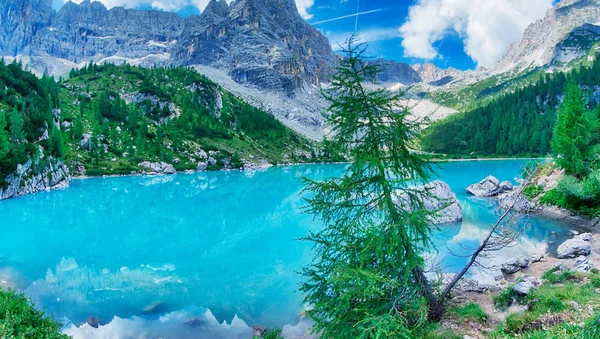 Lago Sorapiss Nelle Alpi Italiane Europa — Foto Stock