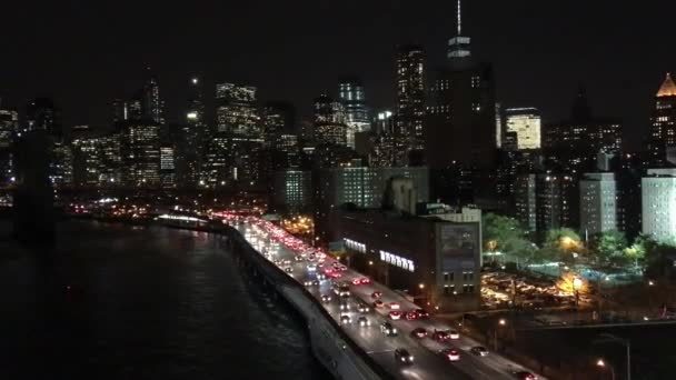 Metraje Escena Urbana Hermosa Ciudad Nueva York Noche — Vídeo de stock