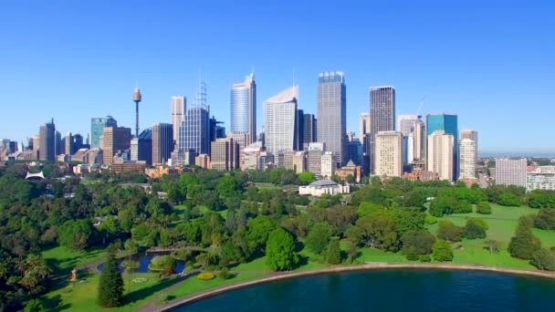 Vue Aérienne Des Bâtiments Baie Sydney Parc Par Une Journée — Video