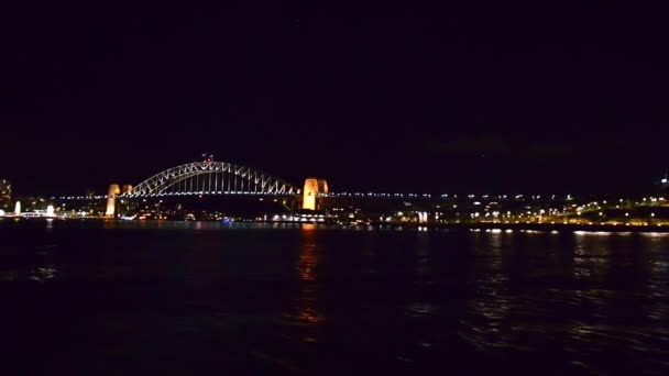 Sydney Harbour Bridge Noite Austrália Vídeo — Vídeo de Stock