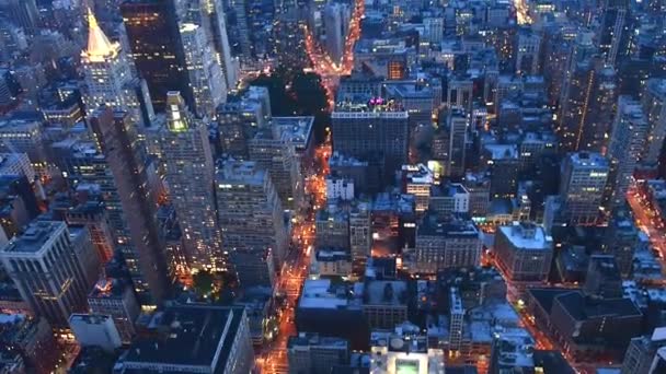 Amazing New York Luchtfoto Bij Zonsondergang Verenigde Staten — Stockvideo