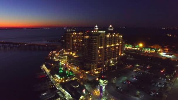 Vista Notturna Della Città Destin Situata Nella Contea Okaloosa Florida — Video Stock