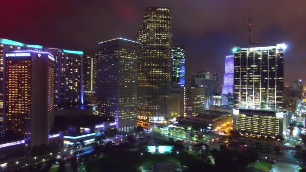 Vacker Utsikt Över Miami Beach Skyskrapor Natten Florida Usa — Stockvideo
