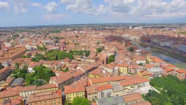 Overhead Panorama Flygfoto Över Pisa Italien Video — Stockvideo