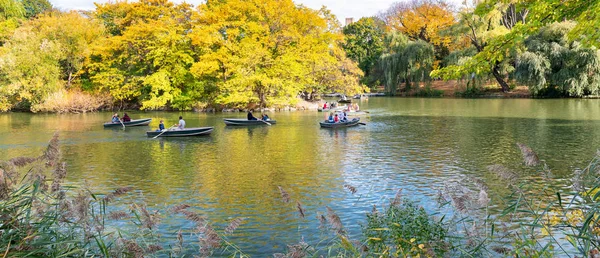 Réflexions Lacustres Central Park Pendant Saison Des Feuillages New York — Photo