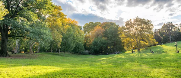 Cores Das Árvores Central Park Durante Temporada Folhagem Nova York — Fotografia de Stock