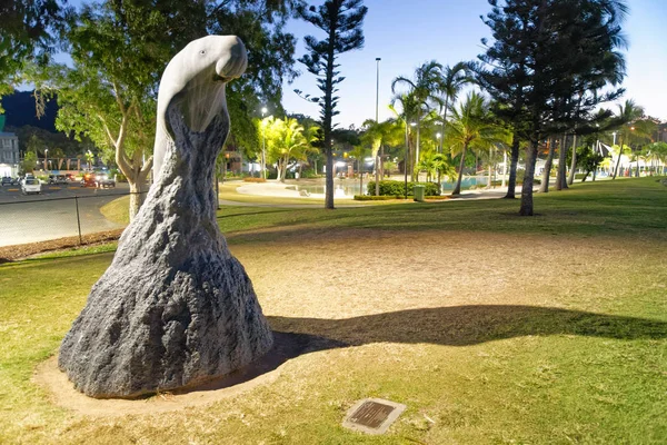 Airlie Beach Austrália Agosto 2018 Vista Noturna Avenida Estátua Airlie — Fotografia de Stock