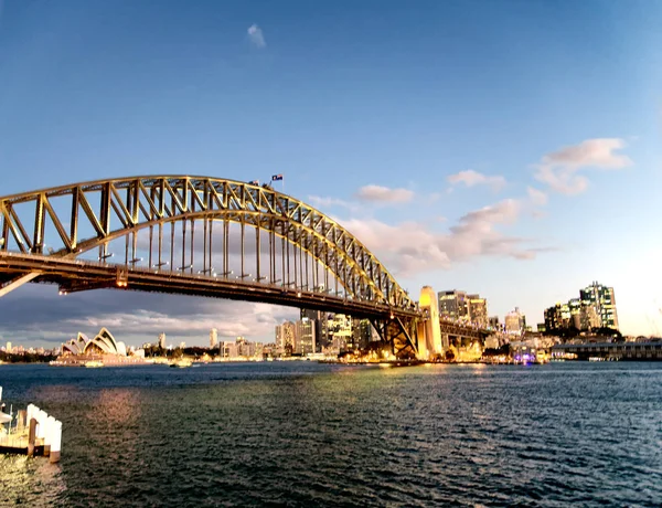 Vista Noturna Sydney Harbor Bridge Austrália — Fotografia de Stock