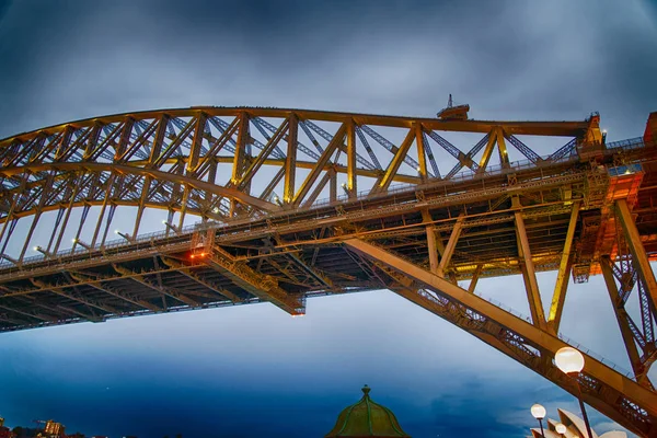 Sydney Limanı Köprüsü Nün Gece Manzarası Avustralya — Stok fotoğraf