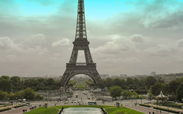 Όμορφη Εξωτερική Θέα Του Πύργου Του Άιφελ Σύμβολο Του Παρισιού — Φωτογραφία Αρχείου