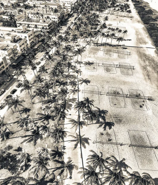 Panoramautsikt Över Miami Beach Park Och Ocean Drive Sett Från — Stockfoto