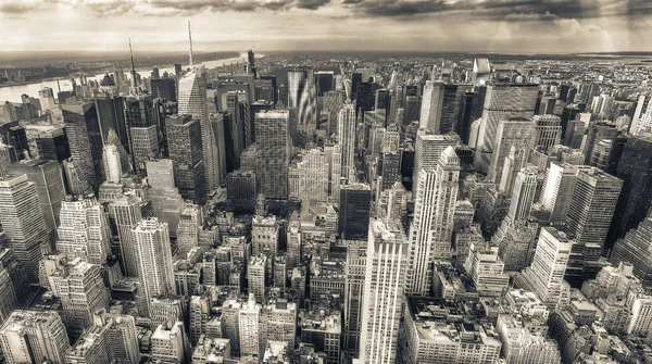 Nueva York Estados Unidos Increíble Vista Aérea Manhattan Atardecer — Foto de Stock