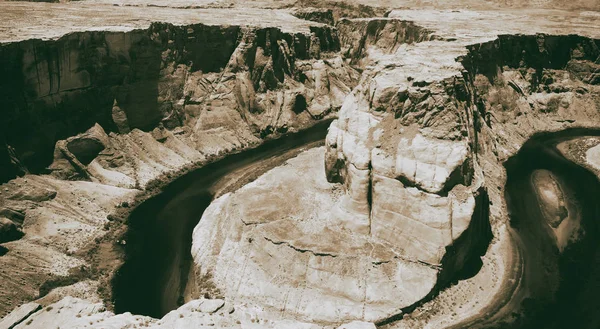 Cores Surpreendentes Horseshoe Bend Vista Aérea Cânion Rio — Fotografia de Stock