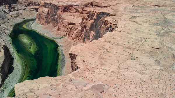 Niesamowite Kolory Horseshoe Bend Widok Lotu Ptaka Oraz Kanion Rzeki — Zdjęcie stockowe