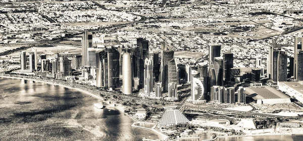 Doha Quatrième Décembre 2016 Skyline Aérienne Ville Depuis Avion Doha — Photo