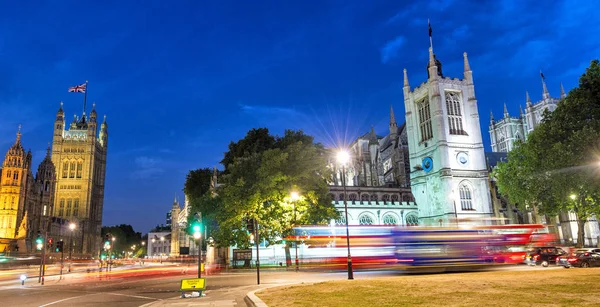 Westminster Paleis Abdij Terrein Park Nachts Londen — Stockfoto