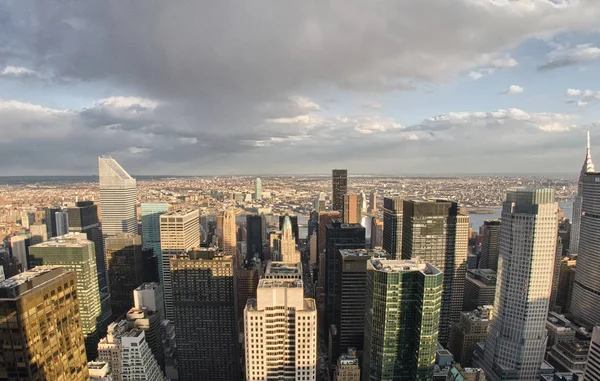 Erstaunliche Weitwinkelblick Auf Manhattan Wolkenkratzer New York City Vereinigte Staaten — Stockfoto