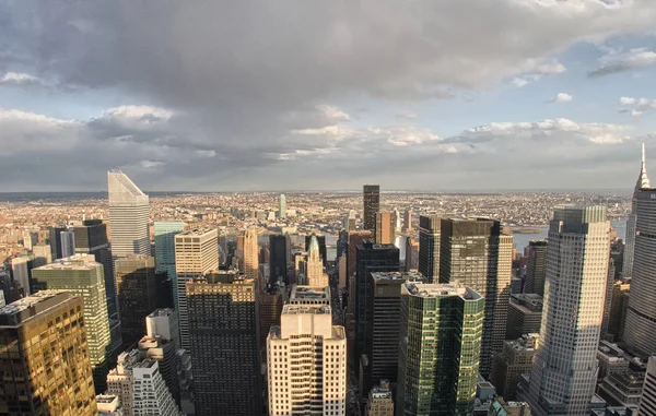 Vidvinkel Utsikt Över Manhattan Skyskrapor New York City Usa — Stockfoto