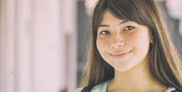 Asian Girl School Hallway — Stock Photo, Image